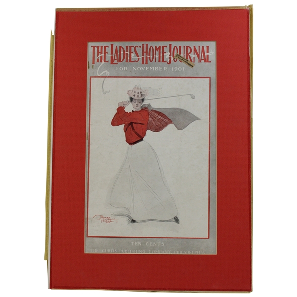 Matted Original 1901 Ladies Home Journal With Lady Golfer On Cover