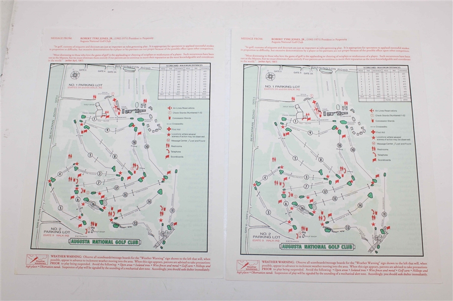 1993 Masters Pairing Sheets (2), 2000 Pairing Sheet, & 2004 Masters Pairing Sheet + Augusta National Scorecard