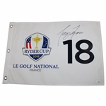 Tony Finau Signed 2018 Ryder Cup at Le Golf National White Flag JSA ALOA