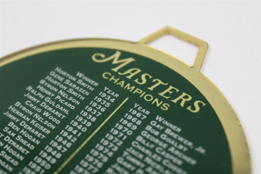 1998 Masters Bag Tag with Defending Champ 1997 Tiger Woods First Time Noted