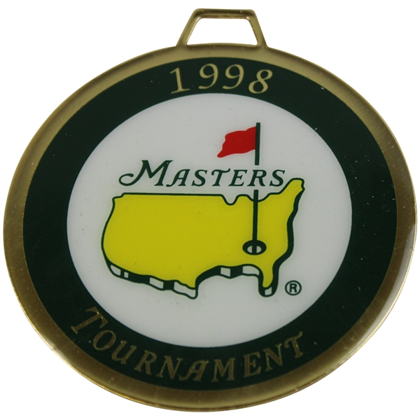 1998 Masters Bag Tag with Defending Champ 1997 Tiger Woods First Time Noted