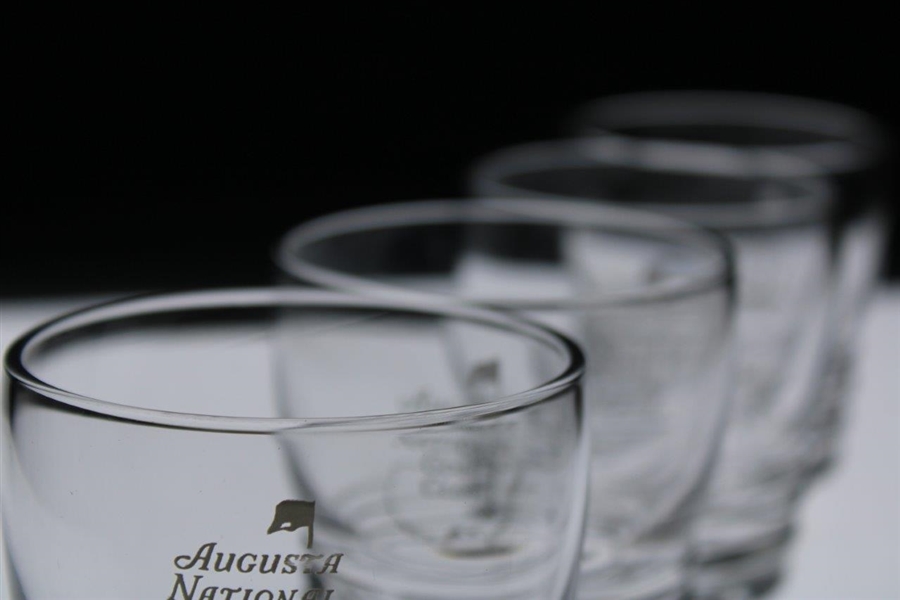 Set of Four (4) Augusta National Golf Club Logo Ribbed Low Ball Glasses