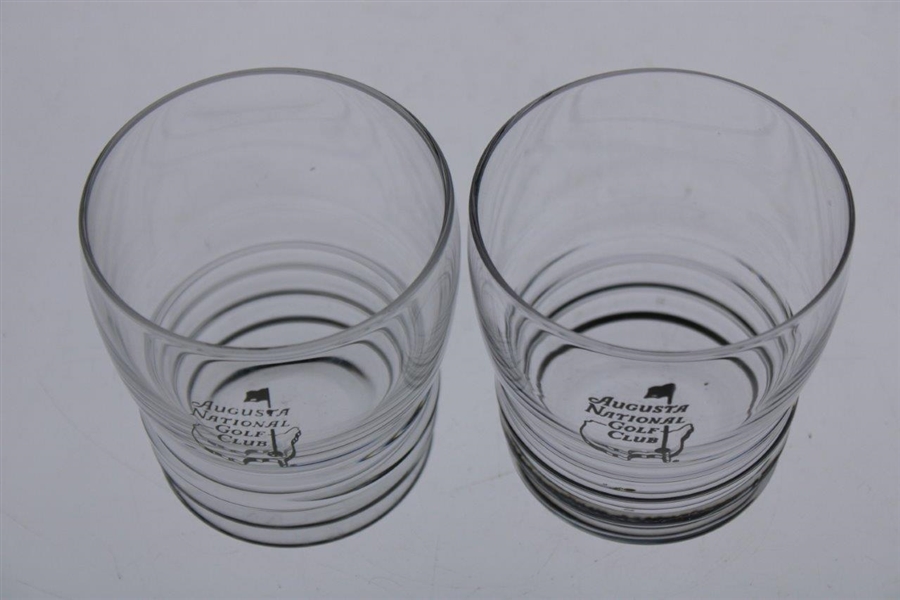 Set of Two (2) Augusta National Golf Club Logo Ribbed Low Ball Glasses