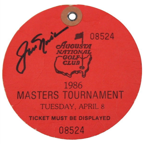 Jack Nicklaus Signed 1986 Masters Tuesday Ticket #08524 JSA ALOA