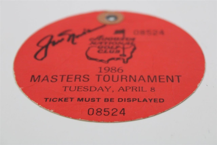 Jack Nicklaus Signed 1986 Masters Tuesday Ticket #08524 JSA ALOA