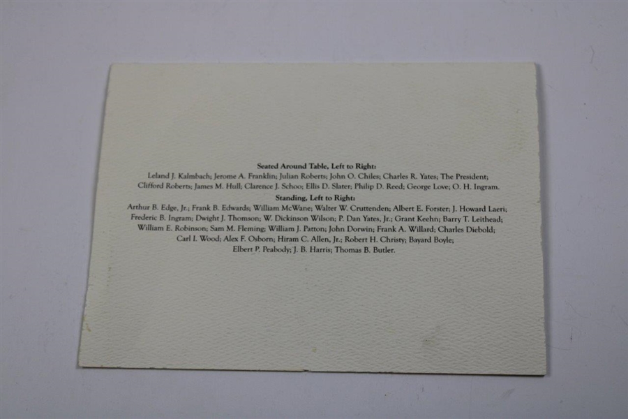 Augusta National GC 2010 November Menu w/Governors Party 1960 on Cover