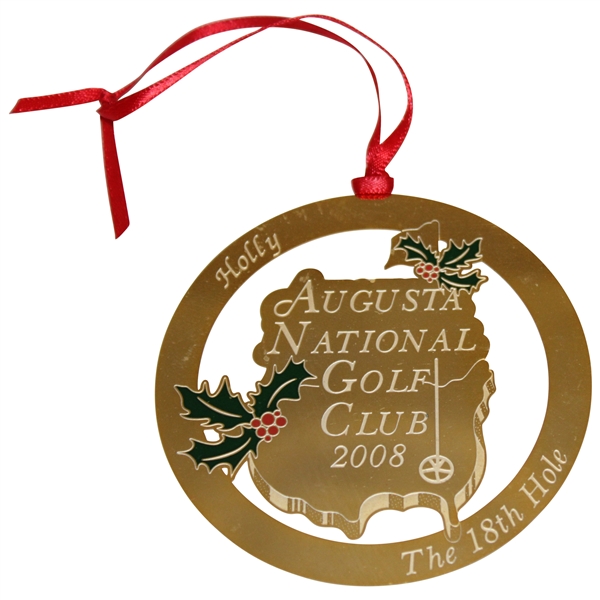2008 Augusta National Golf Club Gold Tone 'Holly' Holiday Ornament