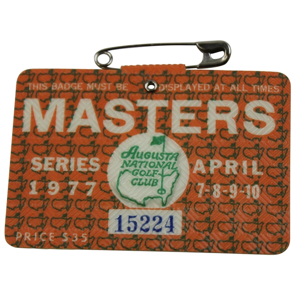 1977 Masters Tournament SERIES Badge #15224 - Tom Watson Winner