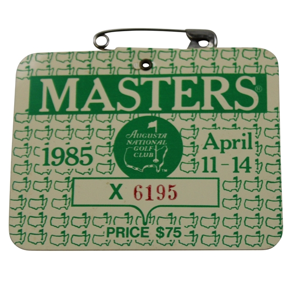 1985 Masters Tournament SERIES Badge #X6195 - Bernhard Langer Winner
