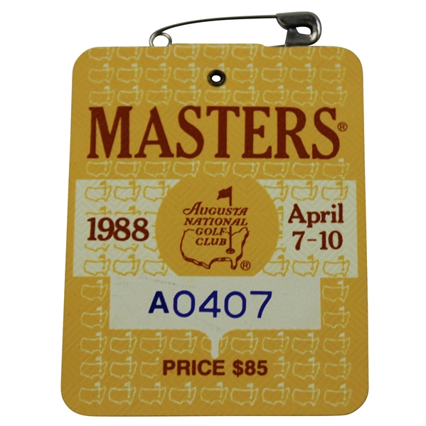 1988 Masters Tournament SERIES Badge #A0407 - Sandy Lyle Winner