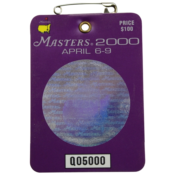 2000 Masters Tournament SERIES Badge #Q05000 - Vijay Singh Winner
