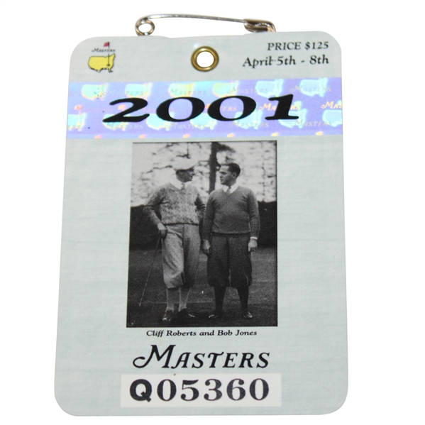 2001 Masters Tournament SERIES Badge #Q05360 - Tiger Woods' 2nd Masters Win - Tiger Slam
