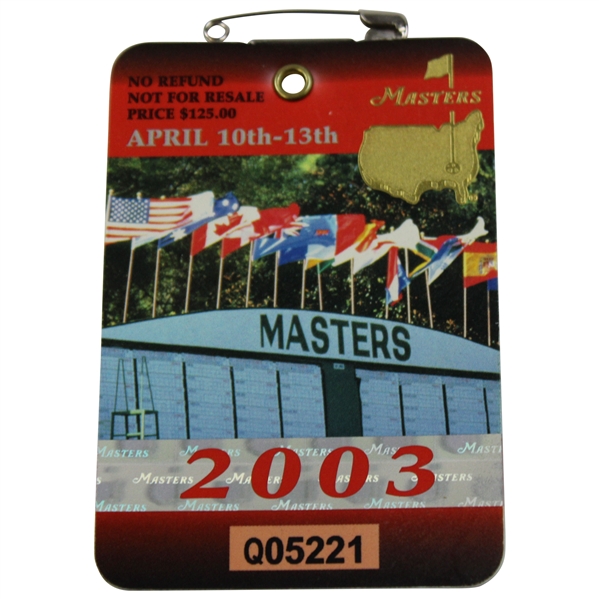 2003 Masters Tournament SERIES Badge #Q05221 - Mike Weir Winner