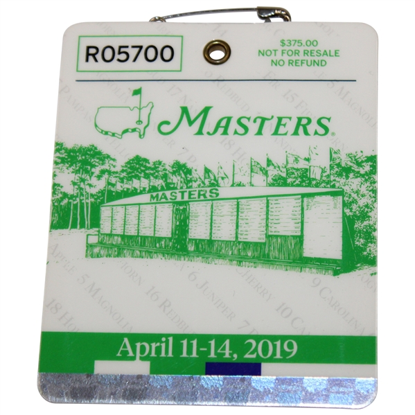 2019 Masters Tournament SERIES Badge #R05700 - Tiger Woods' 5th Masters Win