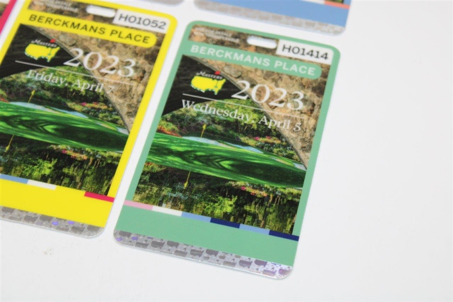Six (6) 2023 Masters Berckmans Place Badges - Monday (3), Tuesday, Wednesday & Friday