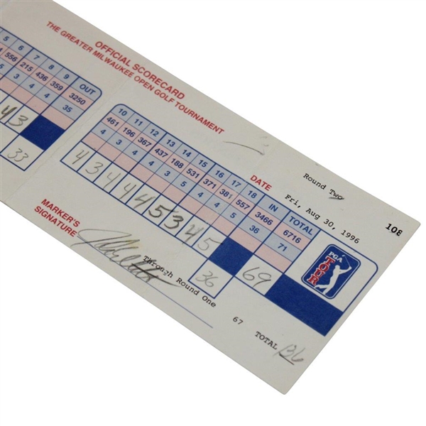 Tiger Woods' Pro Debut 1996 GMO First Career Made Cut Friday Official PGA USED Scorecard