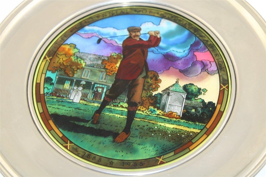 C. B. Macdonald Usga Centenary Stained Glass Plate In Original Box