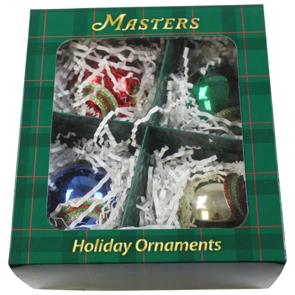 Four (4) Masters Tournament Logo Holiday Ornaments in Original Box