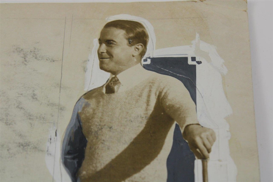 1924 Gene Sarazen Standing w/ Club Original Photo w/ Media Touchups - Sarazen Collection
