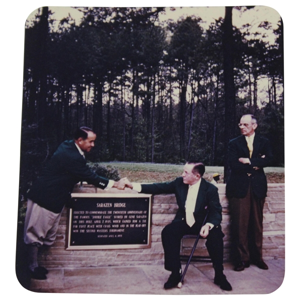 Gene Sarazen, Bobby Jones & Clifford Roberts at 1955 Masters Bridge Ceremony Original Kodak Photo - Sarazen Collection