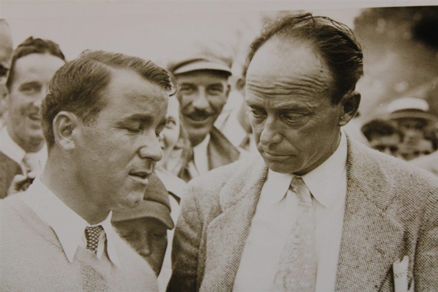 Gene Sarazen w/ Grantland Rice 'Looking For A Lost Stroke And Getting No Help' Original Wire Photo - Sarazen Collection