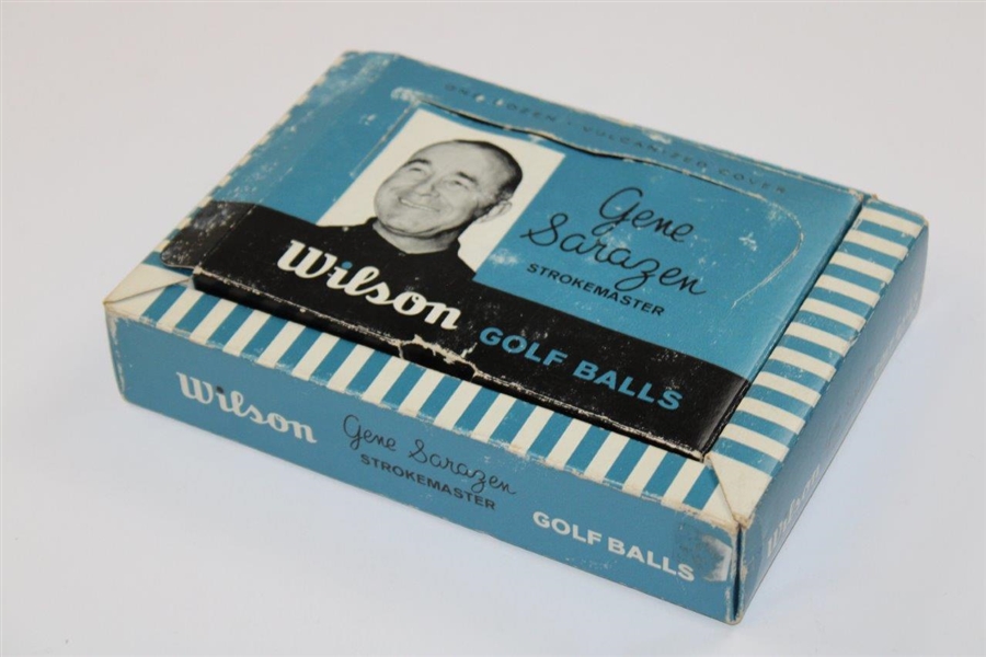 Gene Sarazen Wilson Strokemaster Dozen Golf Ball in Box w/Sarazen Flag - Sarazen Collection