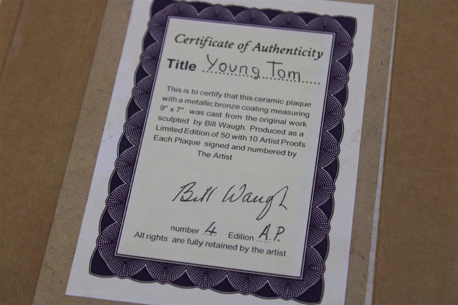 Young Tom Morris LTD ED Bronze Plaque Artist Proof #4/50 by Artist Bill Waugh