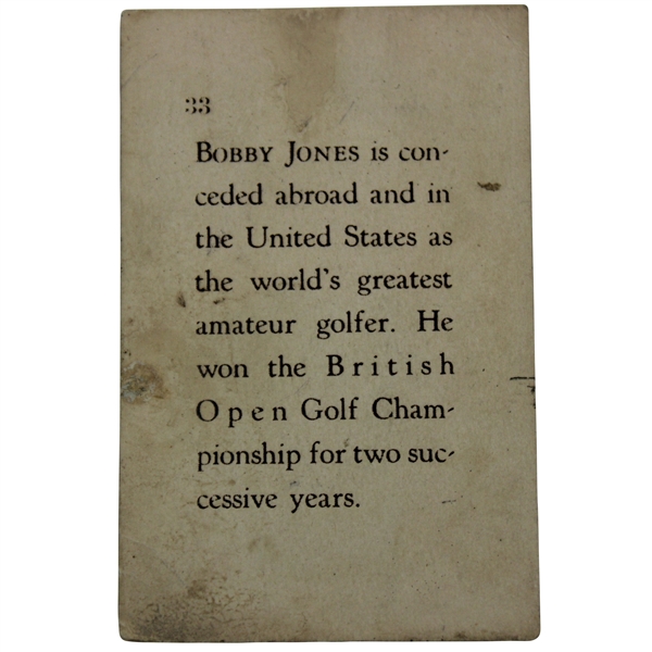 Rare Bobby Jones 1929 Dockman & Sons Star Player Candy Card #33 - Only One Known