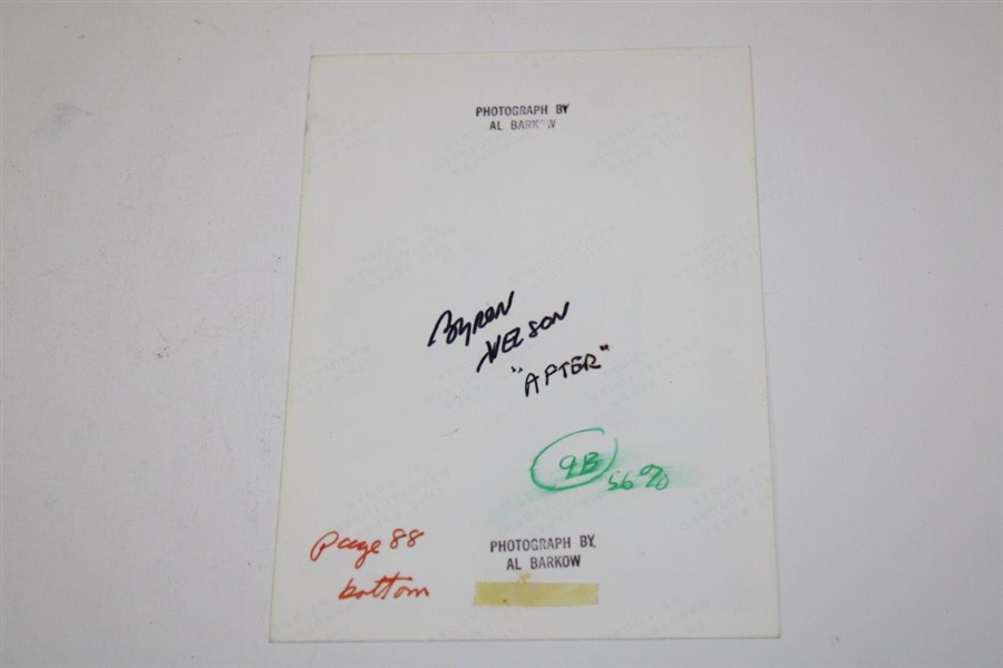 Byron Nelson Signed 5x7 Photograph by Al Barkow JSA ALOA
