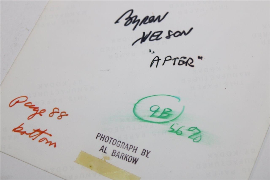 Byron Nelson Signed 5x7 Photograph by Al Barkow JSA ALOA