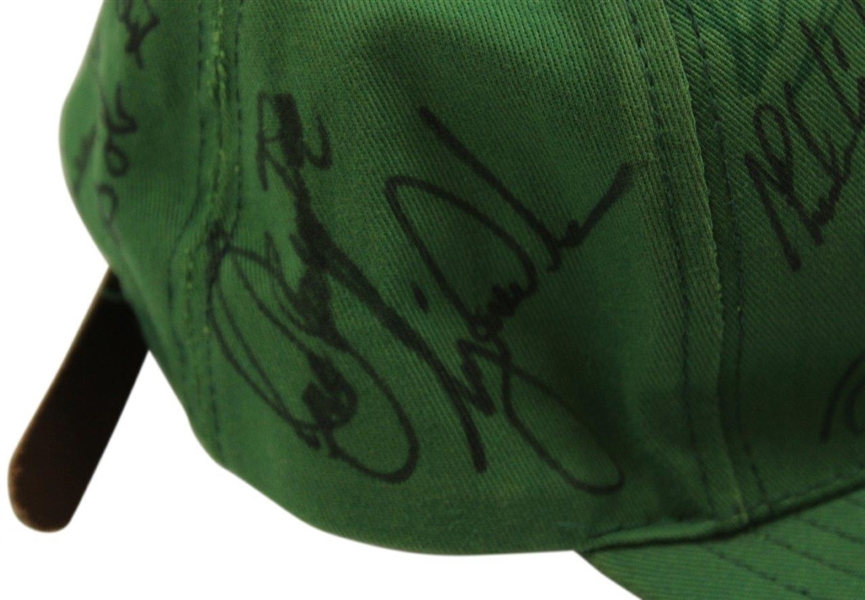 Tiger, Jack, Arnie, Seve & 29 other Masters Champs Signed Green Masters Hat JSA ALOA