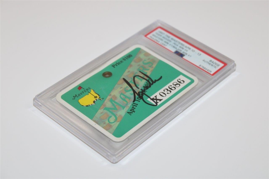 Tiger Woods Signed 1997 Masters Tournament Series Badge #X03686 PSA Encapsulated #87564405