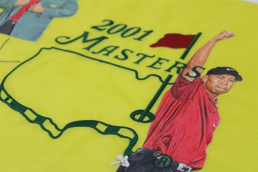 Tiger Woods Signed Custom Hand Painted 2001 Masters Flag JSA #XX46990