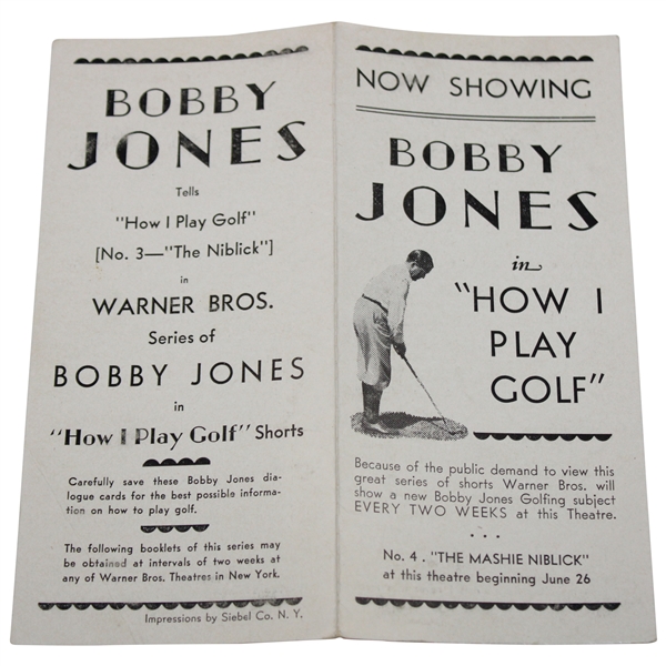 Bobby Jones In “How I Play Golf” Movie Pamphlet
