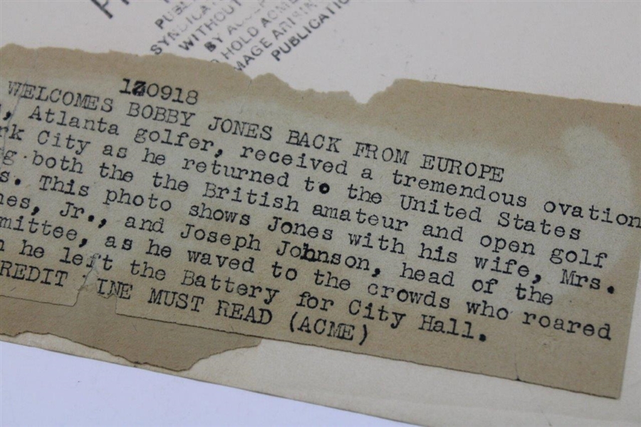 Bobby Jones 1930 Ticker Tape Parade Original ACME Newspictures Photo