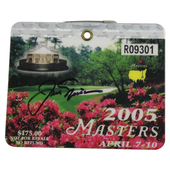 Jack Nicklaus Signed 2005 Masters Tournament SERIES Badge #R09301 JSA ALOA