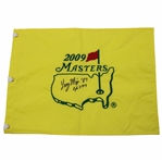 Larry Mize Signed 2009 Masters Embroidered Flag Inscribed 87 JSA ALOA