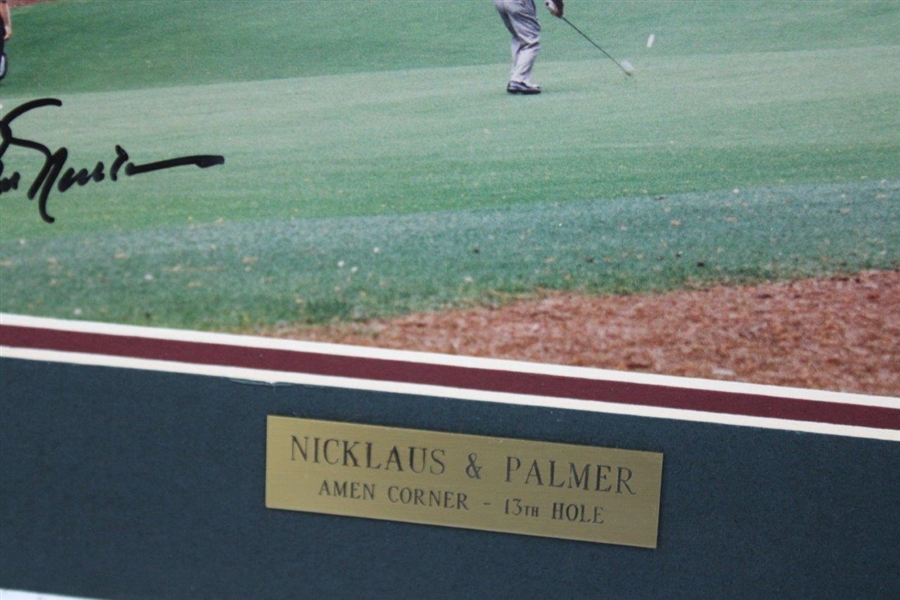 Jack Nicklaus Signed Nicklaus & Palmer 13th Hole Amen Corner Matted Photo JSA ALOA