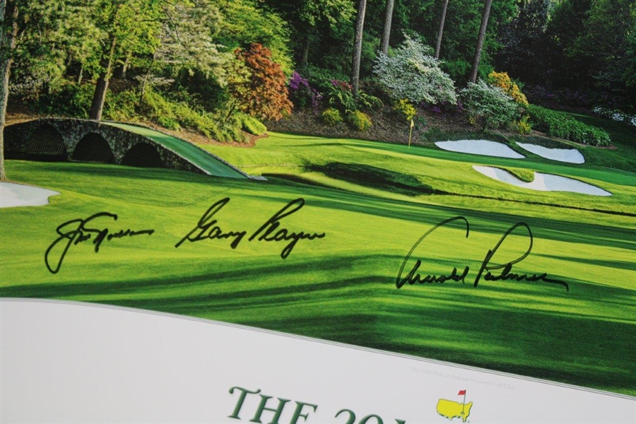 Arnold Palmer, Jack Nicklaus & Gary Player 'Big Three' Signed 2014 Masters Tournament Poster JSA ALOA