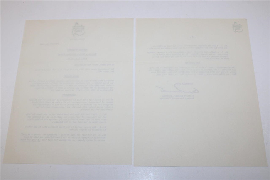 1960 Masters Tournament Letter to the Press, Radio & Television