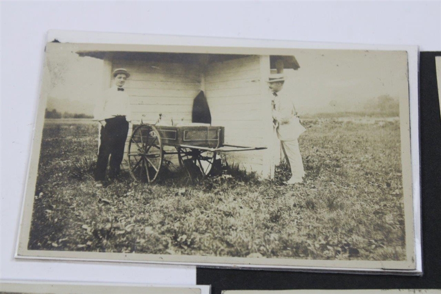 c.1910 Early Six (6) Photos of Golfers - One Showing a Half Way Refreshment Wagon
