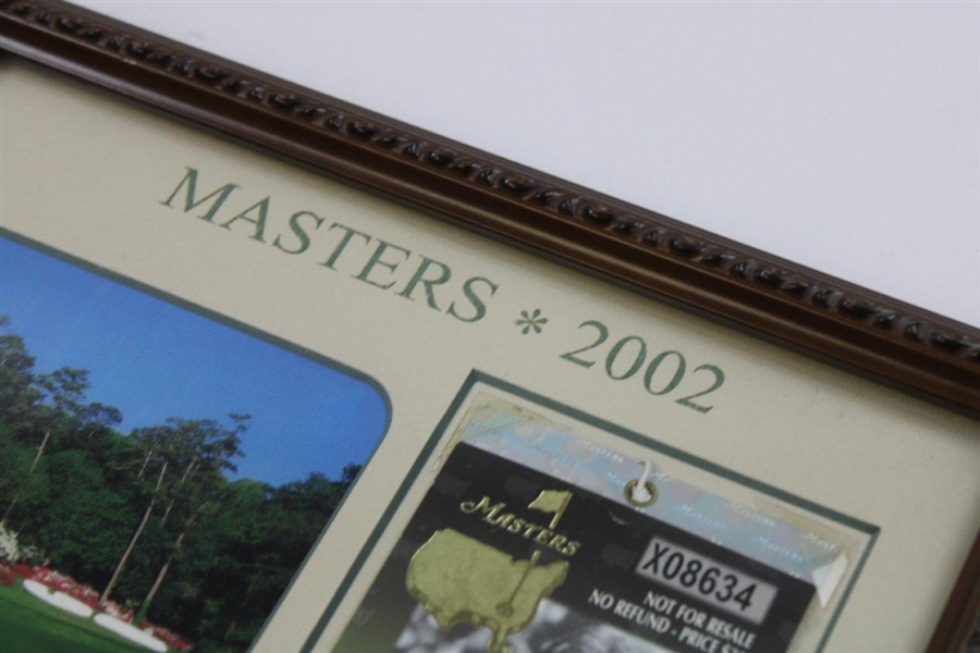 2002 Masters 13th Hole Azalea Framed Display w/2002 Masters Practice Round Ticket