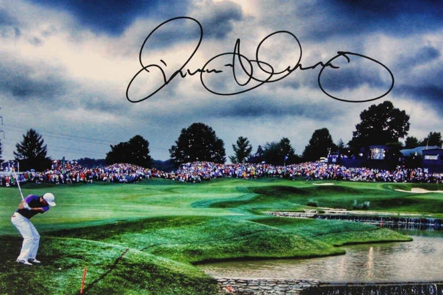 Rory McIlroy Signed 16x20 Hitting Into The Final Hole at 2014 PGA at Valhalla with Upper Deck COA