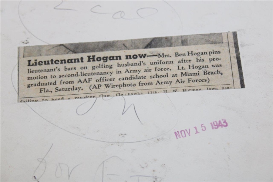 Ben Hogan's Army Aircorps Sterling Bracelet Gift To Valerie w/ 1943 Original Press Photo