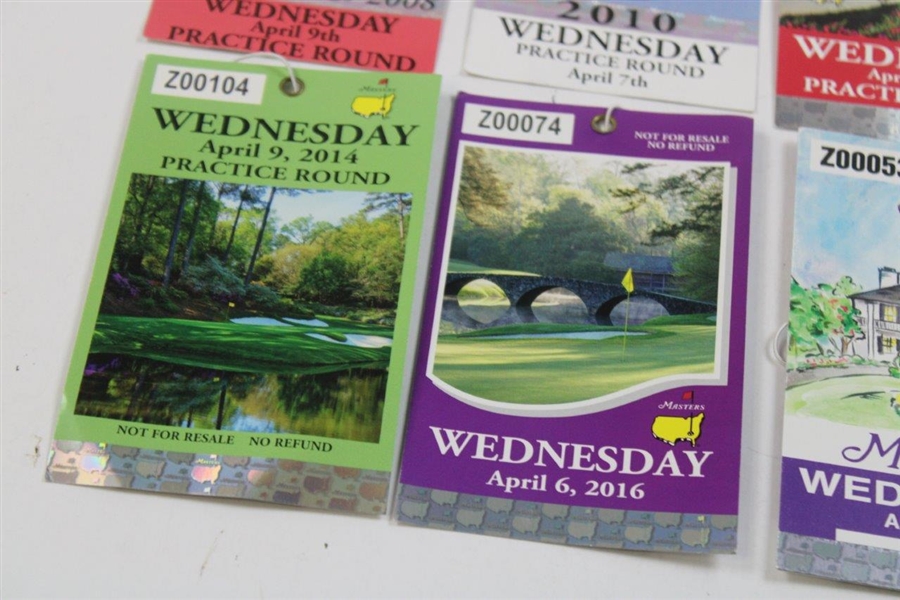 Eight (8) Various Masters Par 3 Wednesday Tickets - 2008, 2010, 2012-2014, 2016, 2018 & 2020
