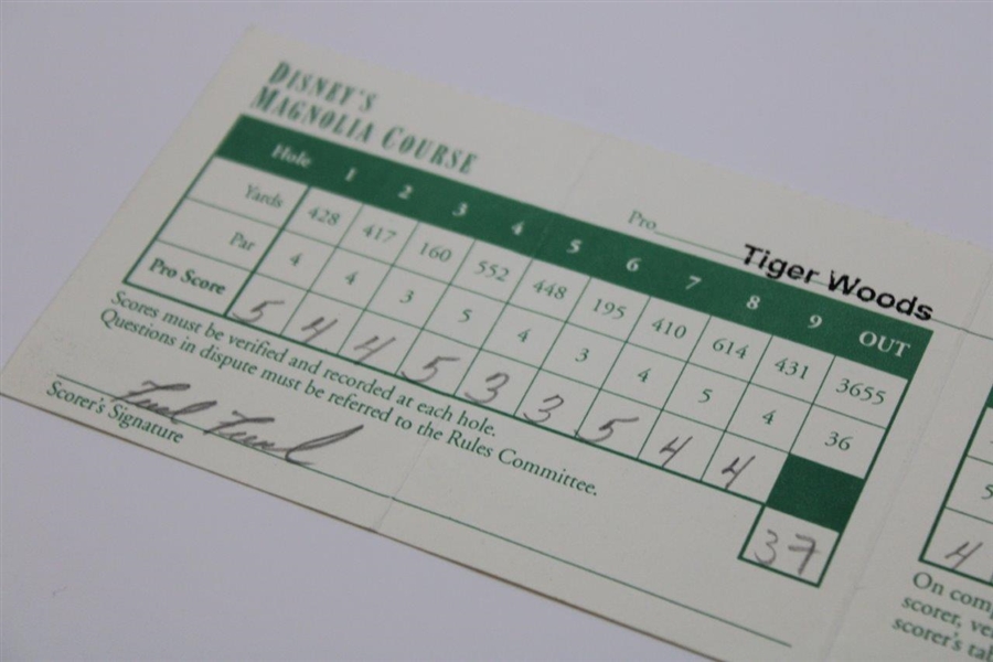 Tiger Woods Signed & Used 1998 National Car Rental Golf Classic Final Rd Scorecard PSA LOA