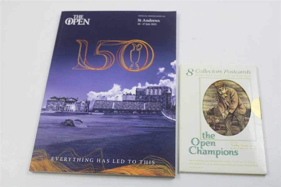 2022 The Open Championship 150th Ann. Program w/Eight (8) Open Champions Postcards