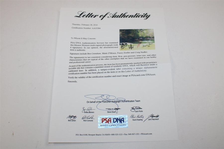 Crenshaw, Stadler, Zoeller & O'Meara Signed 8x10 Photo w/Years Won Inscr. PSA #AA03384