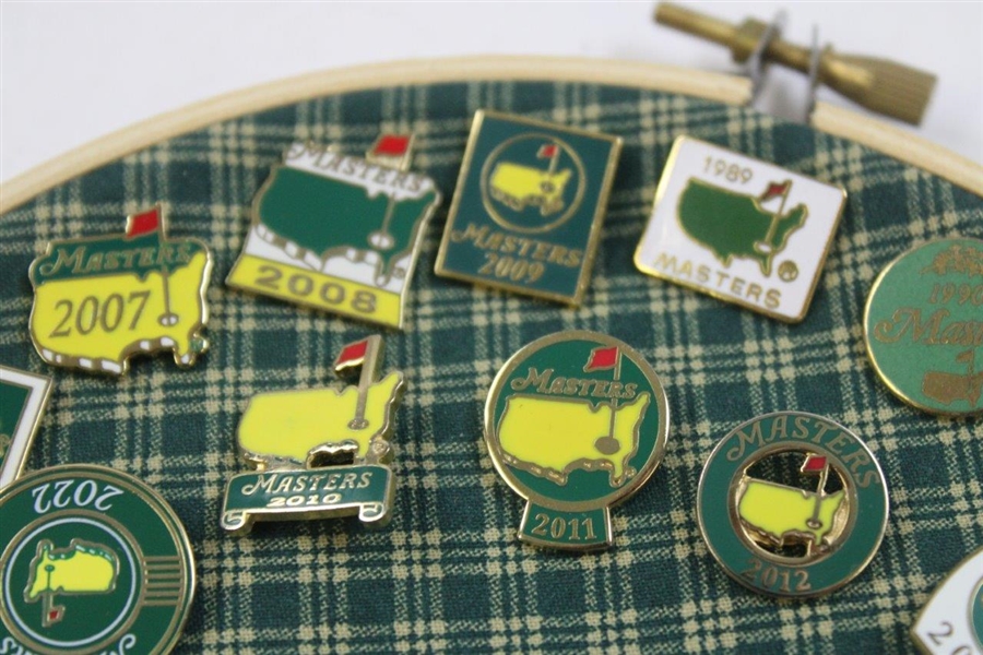 Complete Run of Thirty-Three (33) Masters Tournament Pins from 1989-2022