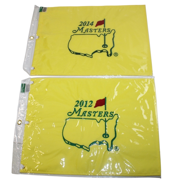 2012 & 2014 Masters Embroidered Flags in Original Sleeves - Bubba Watson Wins